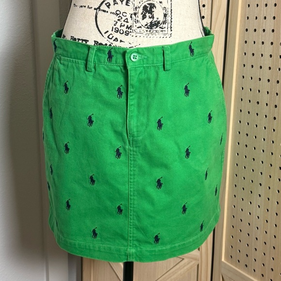Ralph Lauren Sport Green Embroidered Pony Mini Skirt – Size 4 - Picture 2 of 7